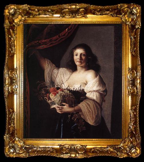 framed  COUWENBERGH, Christiaen van Woman with a Basket of Fruit fgf, ta009-2